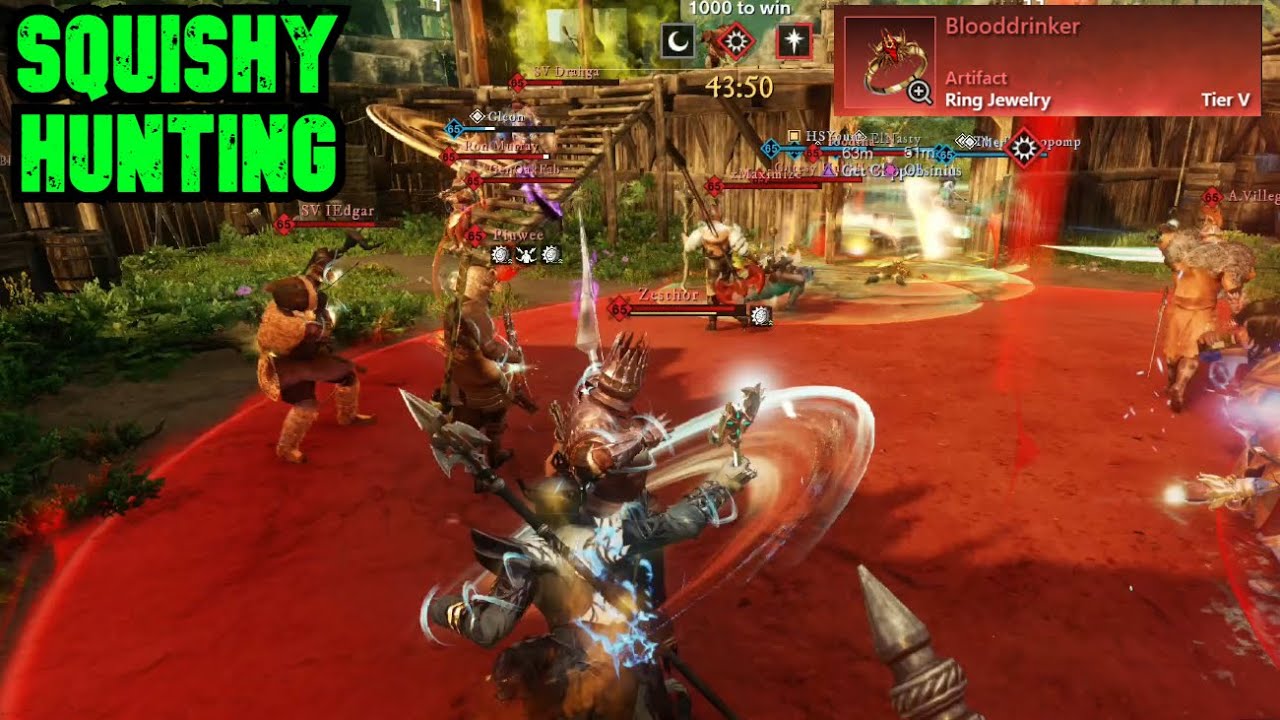 New World 1vX PvP - Blooddrinker artifact (medium hatchet & Scorpion's Sting spear)