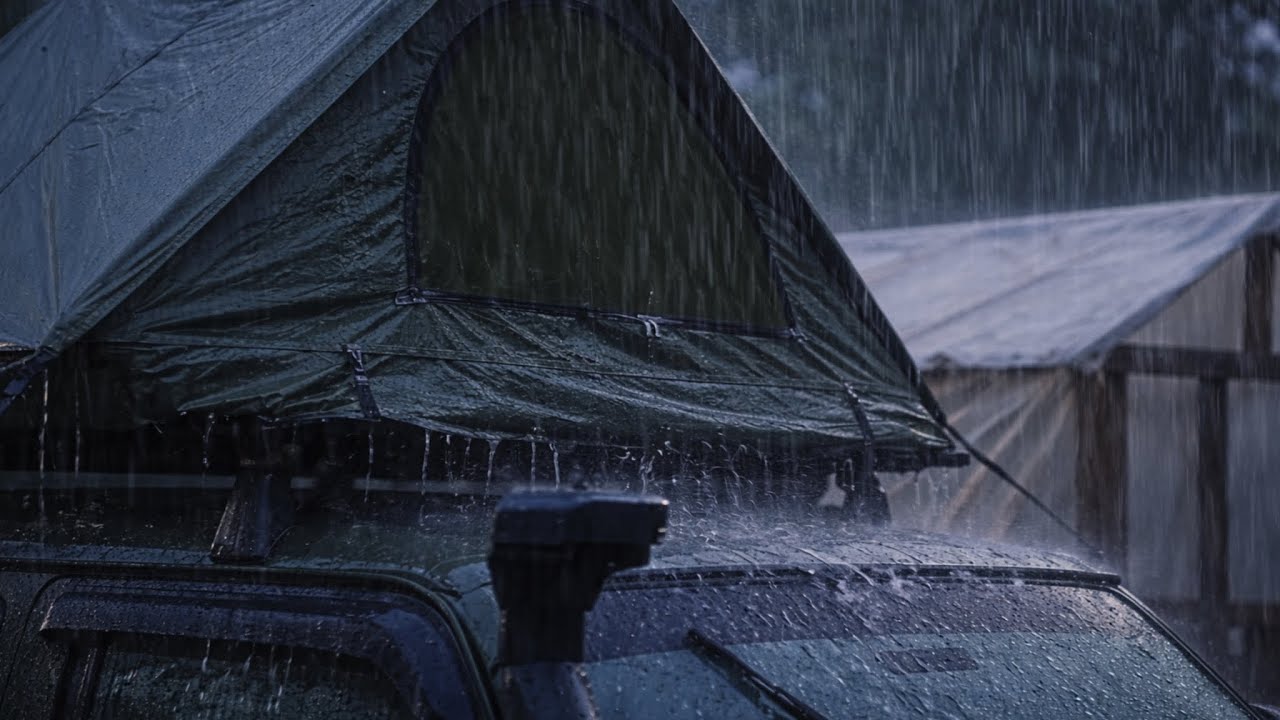 Relaxing Rain ASMR on Tent & Car Roof | Heavy Rain Sounds for Deep Sleep 🌧️