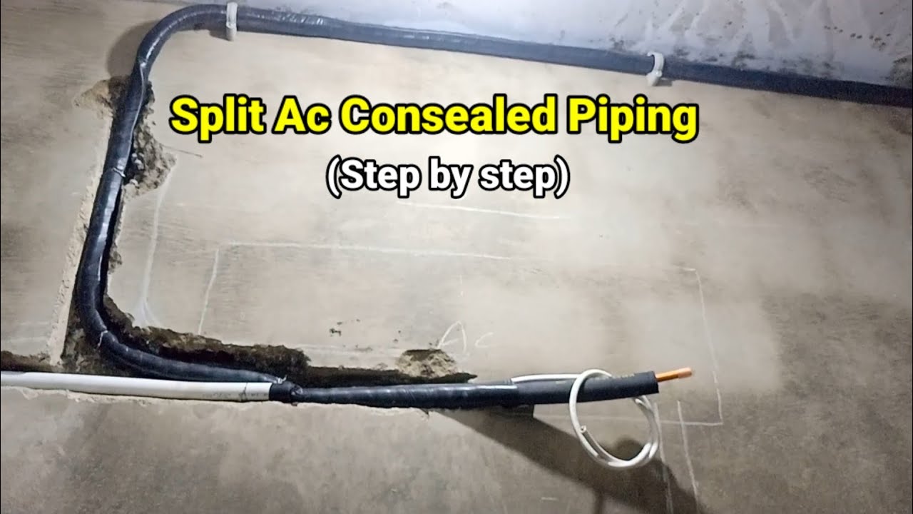 split Ac consealed piping|Ac ki underground piping|how to consealed copper tubes of split ac
