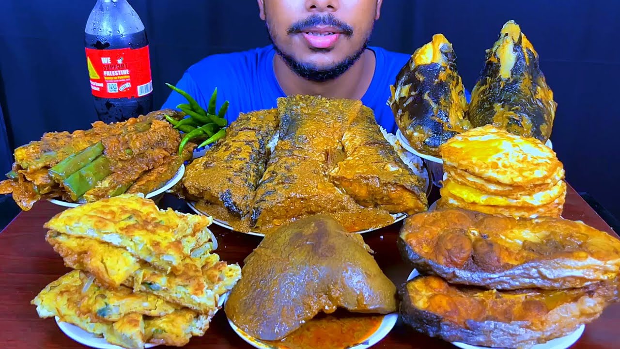 Eating Spicy Fish Curry,Brinjal Fry,Fish Head,Mutton Liver,Fish Fry,Egg Pizza With Rice || Asmr Show