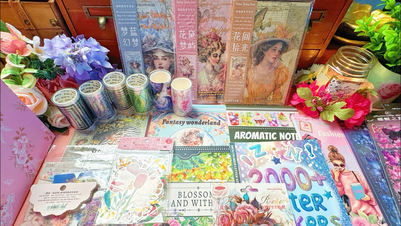 Unboxing Temu Haul Part 1 & One Journal with New Materials 🌸✨#unboxing #temuhaul #stickerhaul