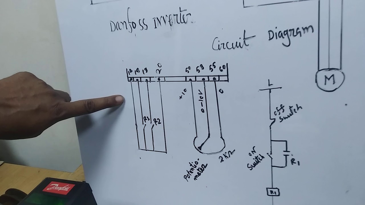 Danfoss inverter★How to run & speed control a Danfoss inverter with on/off switch & potentiometer.