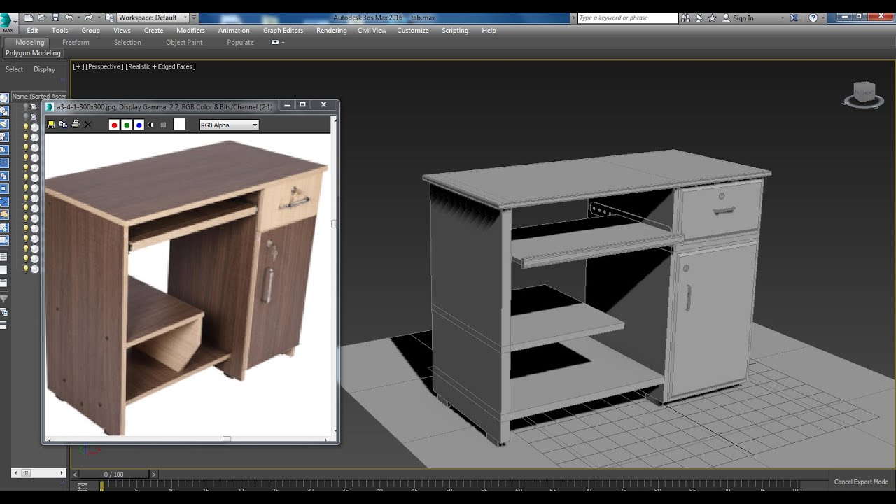 3dsmaxTutorials, Tutorial on Modeling a 3D Computer Table in 3dsmax ( For Beginners )
