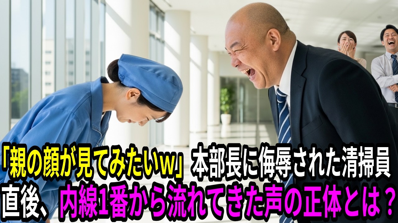 「親の顔が見てみたいｗ」人事本部長に侮辱された清掃員の孫娘。「…では内線1番につないでください。」電話口の向こうから聞こえてきたのは、会長の声だった…