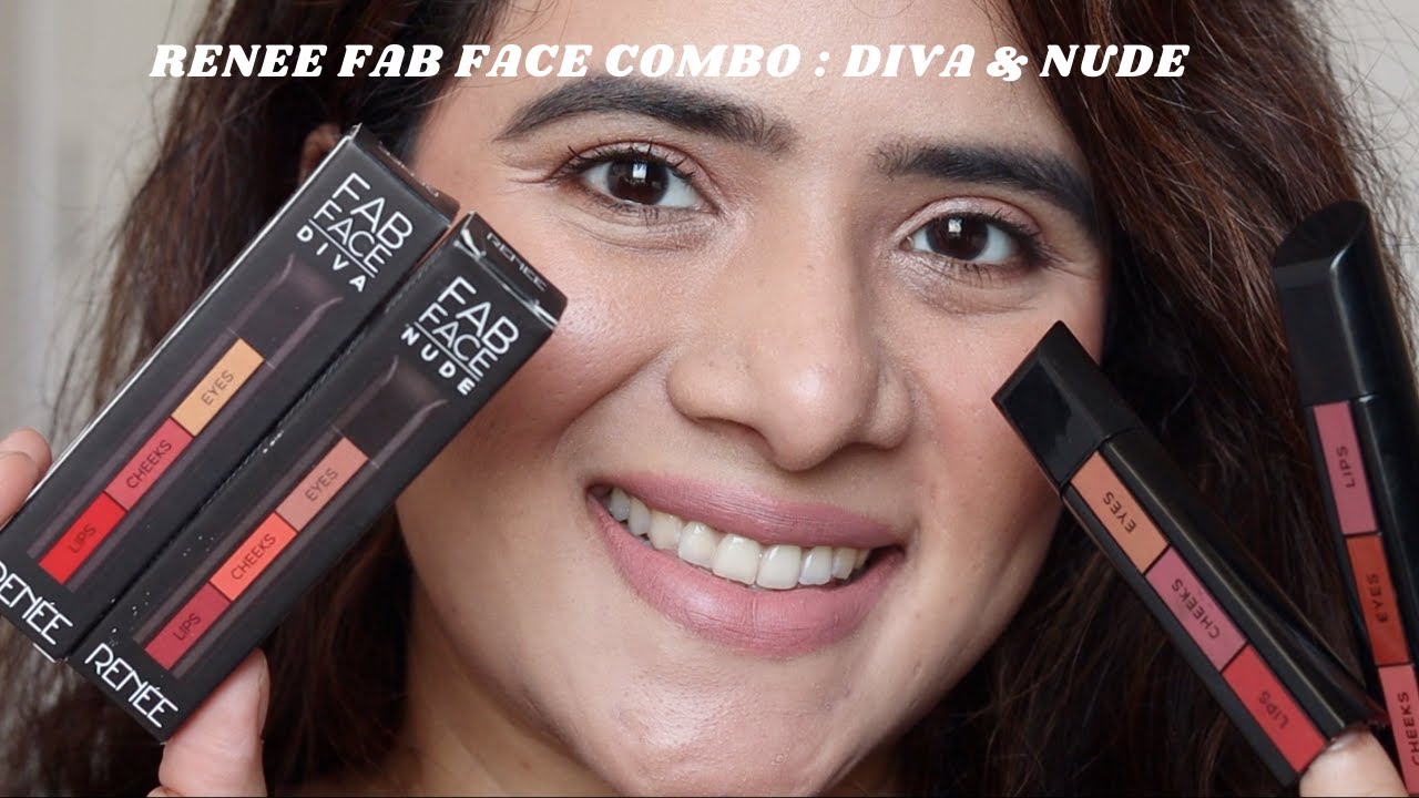 RENEE FAB FACE 3 in 1 STICK BOTH SHADES ( DIVA AND NUDE ) REVIEW AND SWATCHES ||DRSMILEUP||