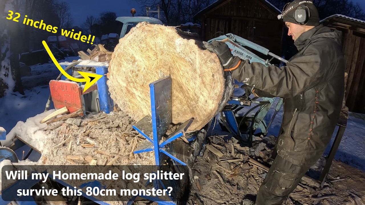 Splitting the biggest Firewood logs i have