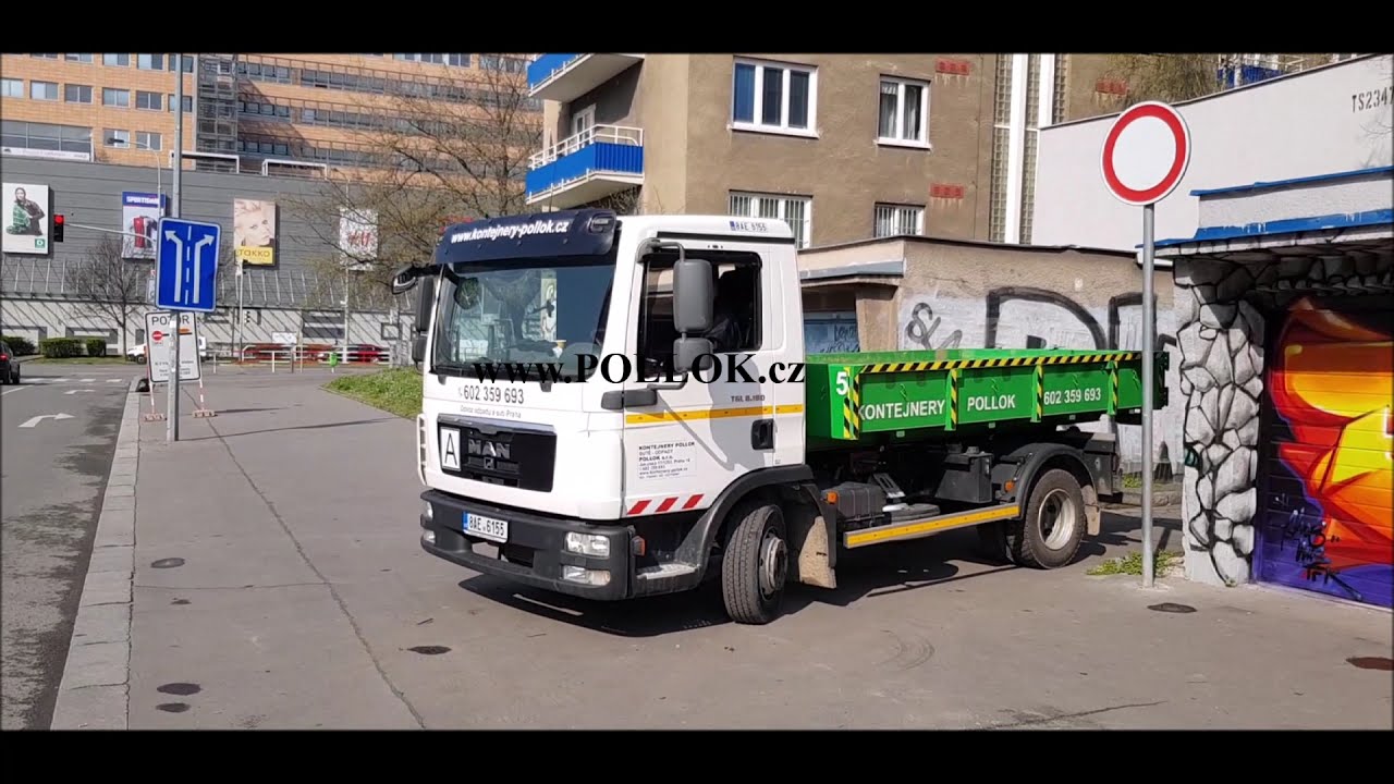 Kontejnery Pollok Jeřáb  Vršovice Armaturovaný beton likvidace  MAN