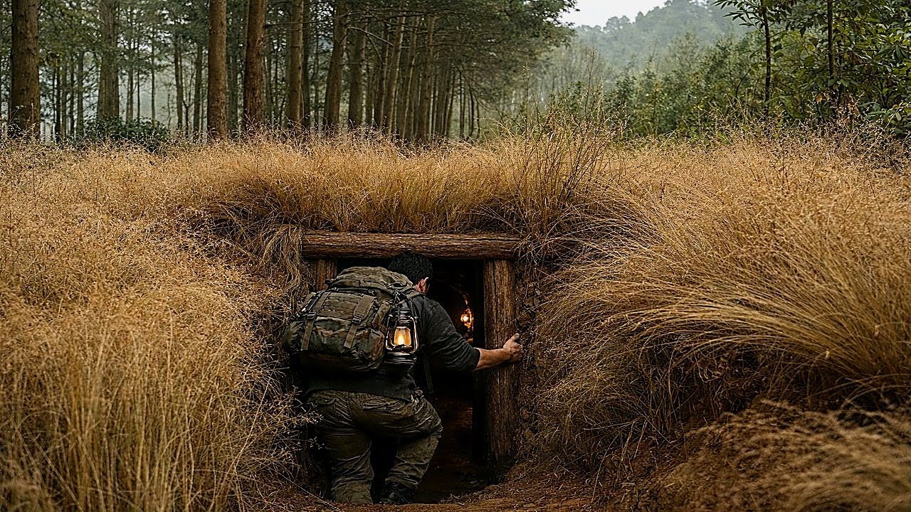 Bushcraft Survival Shelter – Strong Log Walls and Grass Roof