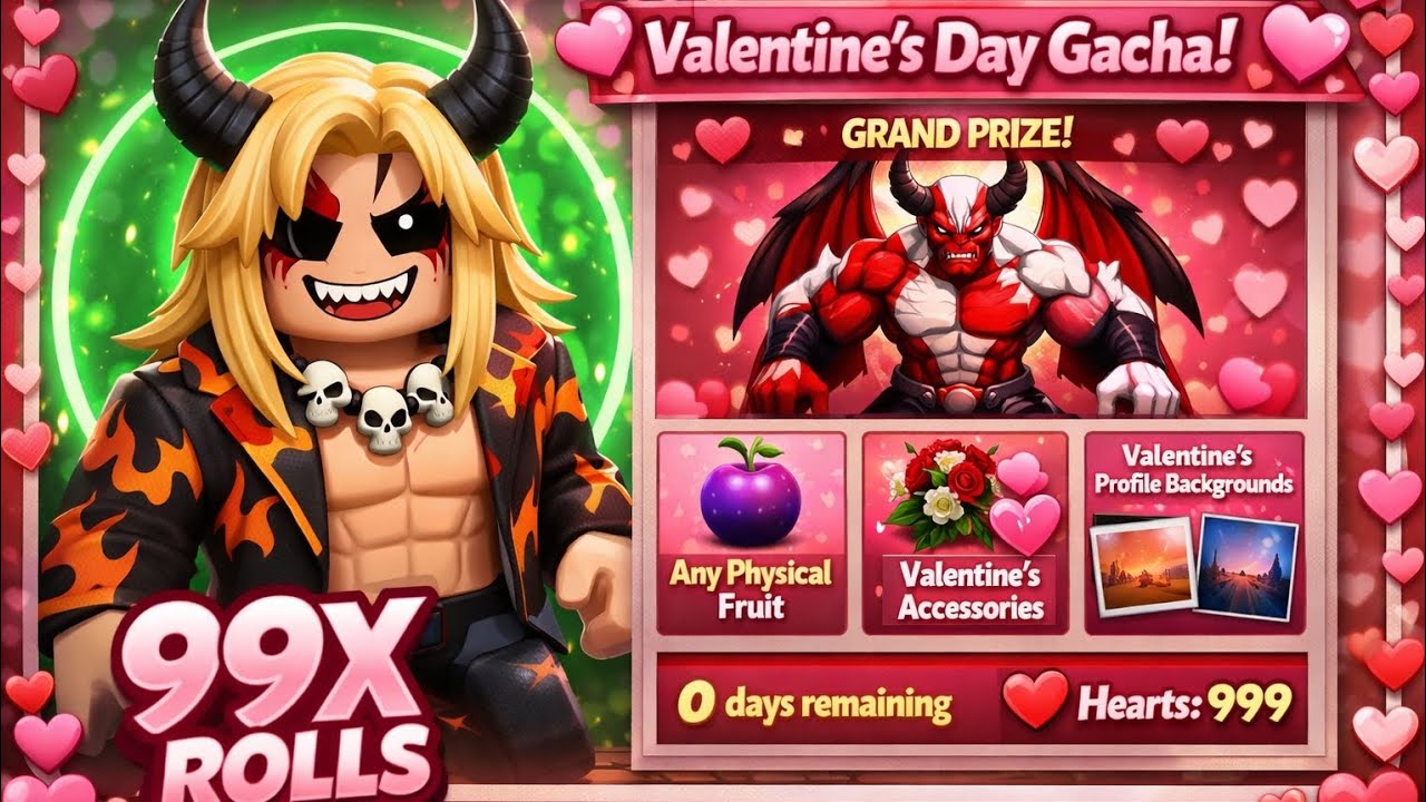 I Rolled 99 times in  Valentine gacha… And Got THIS?! Blox Fruits 