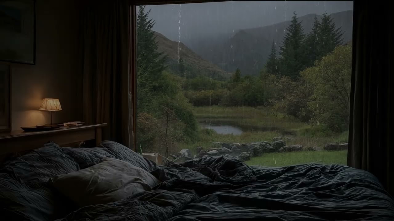 Cozy Cabin Rain at Night 🌧️ Relax, Study Better & Fall Asleep Fast | Calm Rain Sounds (No Thunder)