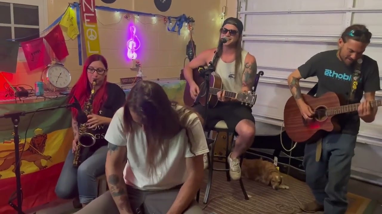 The Intracoastals performing &lsquo;firemen&rsquo; acoustic at the olfj garage