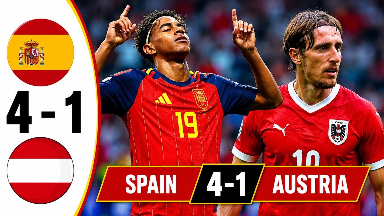Spain vs Austria 4-1 Highlights ⚽ Spain DOMINATES Austria | Lamine Yamal Shines | FIFA World Cup ...