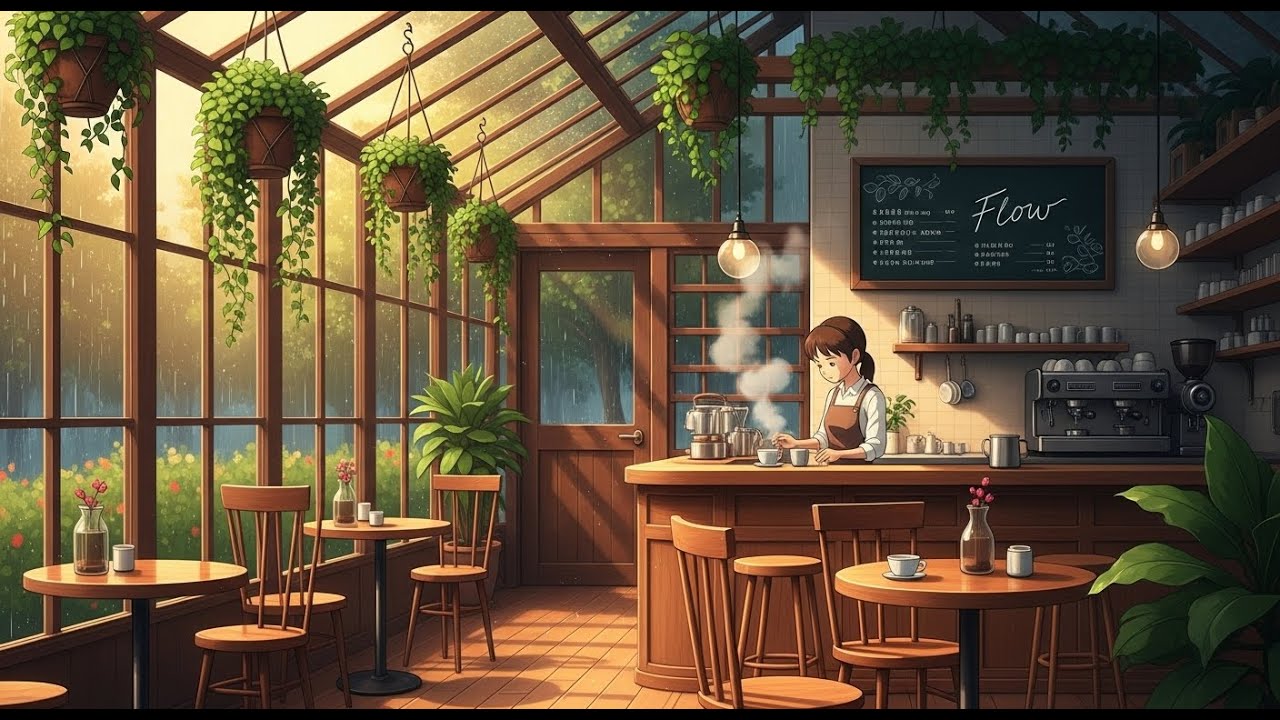 Rainy Greenhouse Café ☔🌿 | Lofi Jazz for Focus