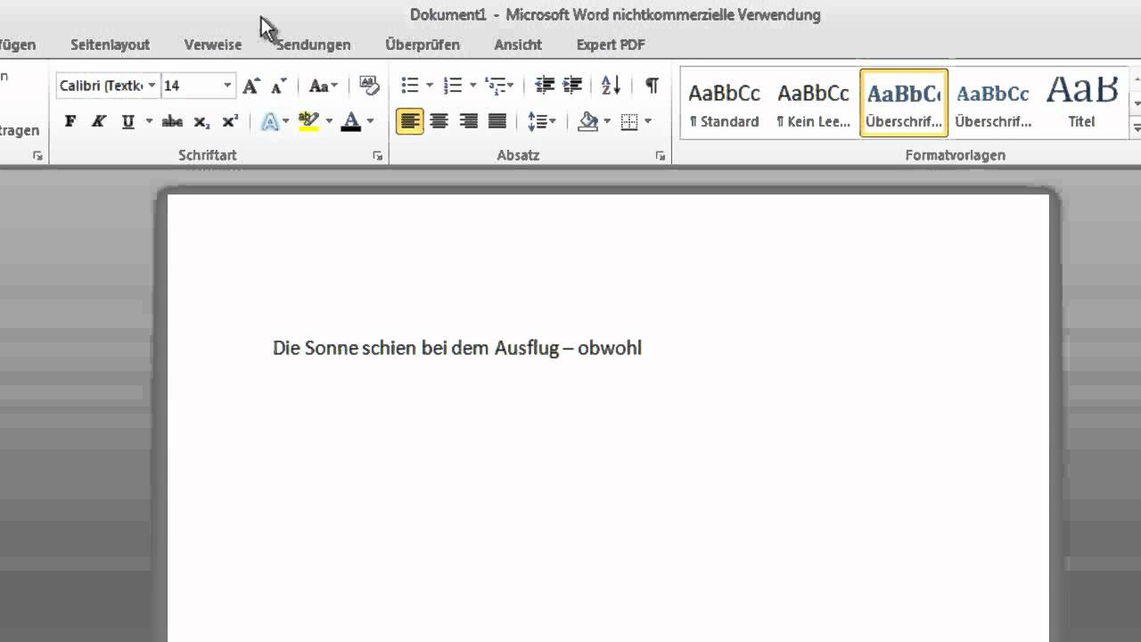 Word 2010 - Langen Gedankenstrich erzeugen