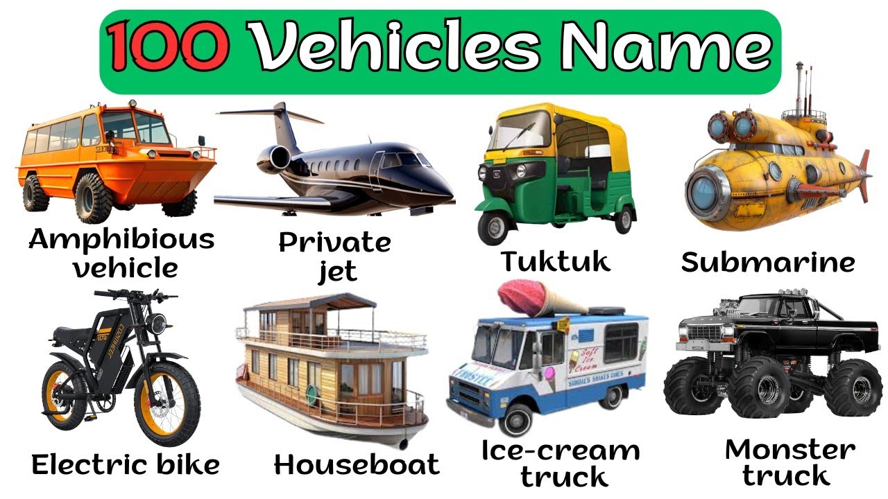 100 Vehicles Name in English |  🚗 Transportation Vocabulary with Pictures | Vehicles Vocabulary 