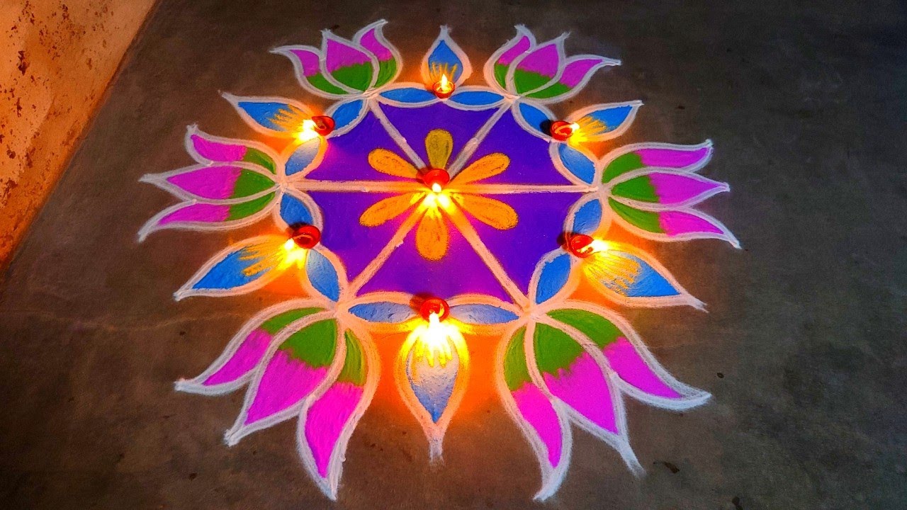 Diwali 2023 simple villaku kolam|5*3Deepavali diya muggulu|beautiful rangoli designs|Amazingrangoli
