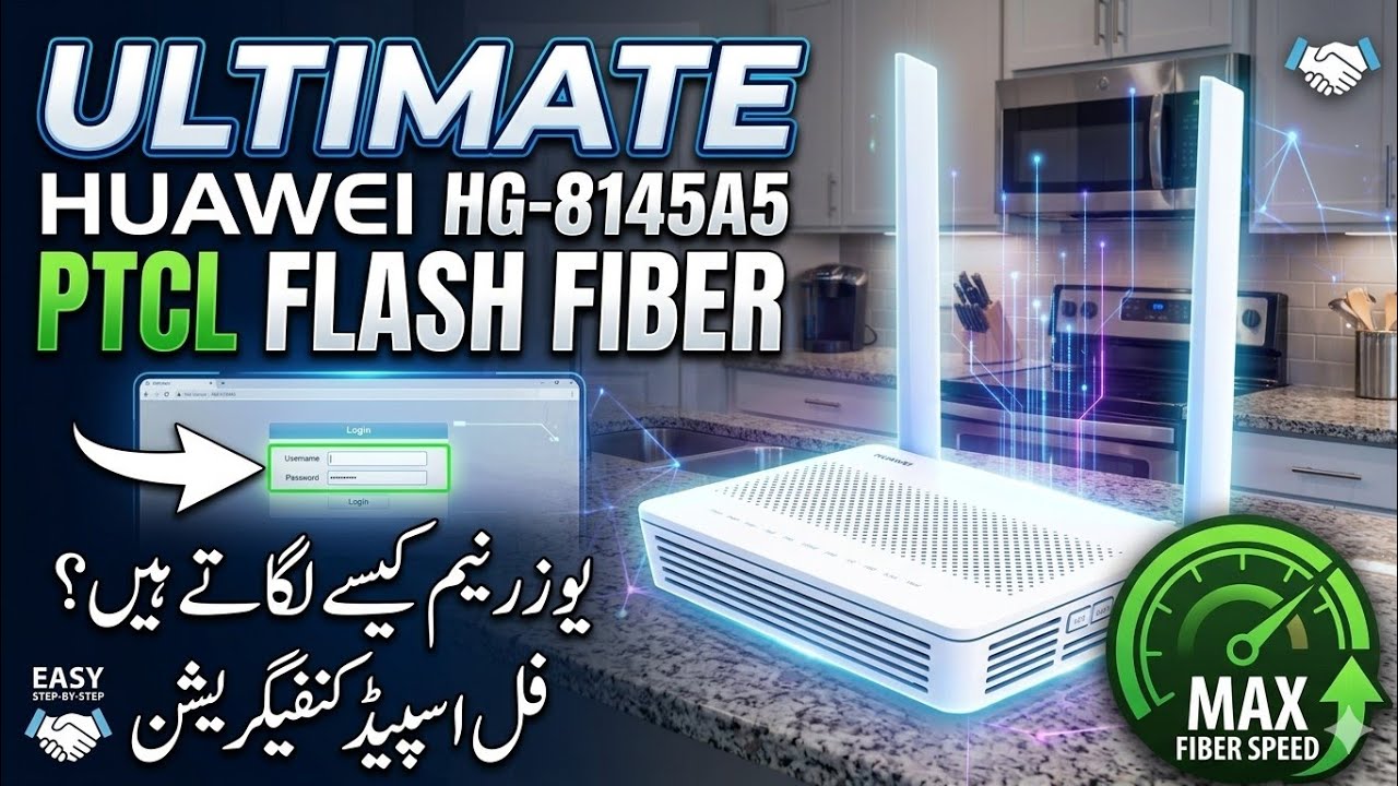 how to open & configure huawei HG- 8145A5 modem ptcl flash fiber setting username kysy lgaty hyn
