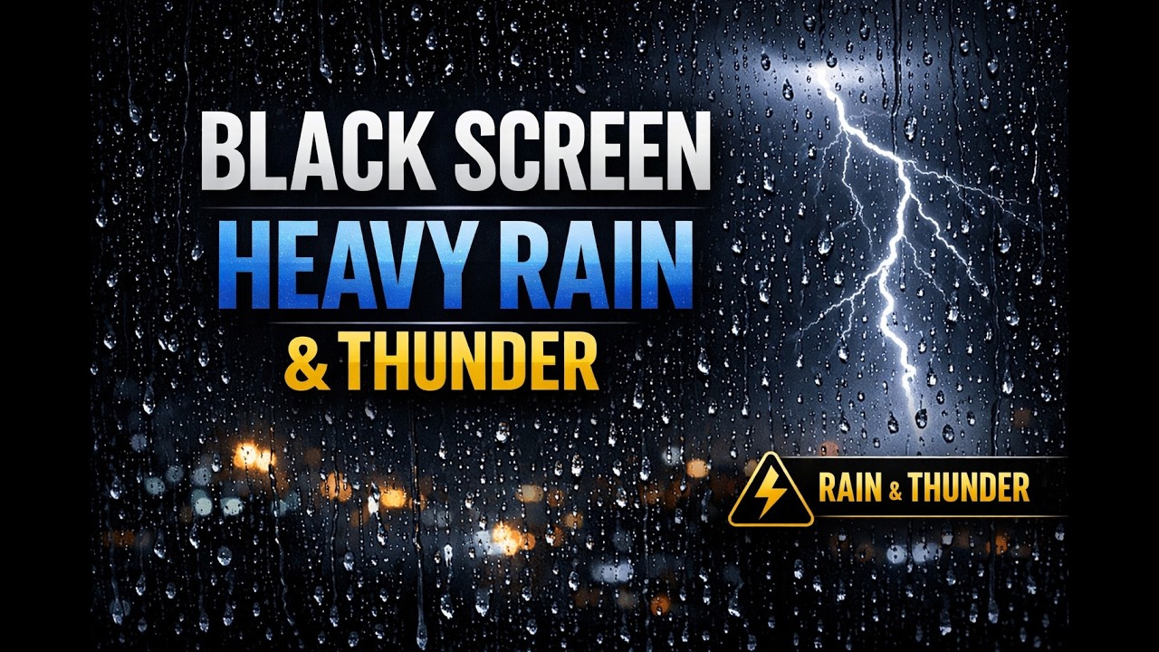 Black Screen Rain with Thunder 9 Hours | Heavy Storm Sounds for Deep Sleep & Relaxation 🌧️⚡