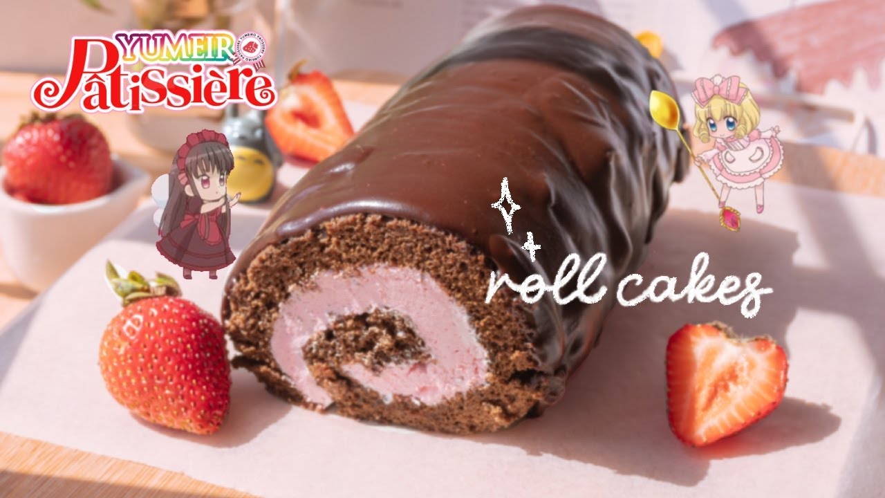 Making Yumeiro Patissiere's Chocolate Roll Cakes | 🍓✨ Angel & Devil fruit cake