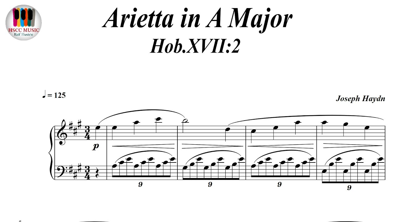Arietta in A Major, Hob.XVII 2 - Joseph Haydn, Piano Sheet Music