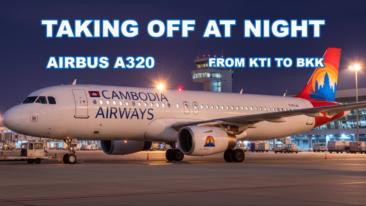 Cambodia Airways Night Takeoff KTI to Bangkok (BKK) #automobile #aviation #internationalairline #kti