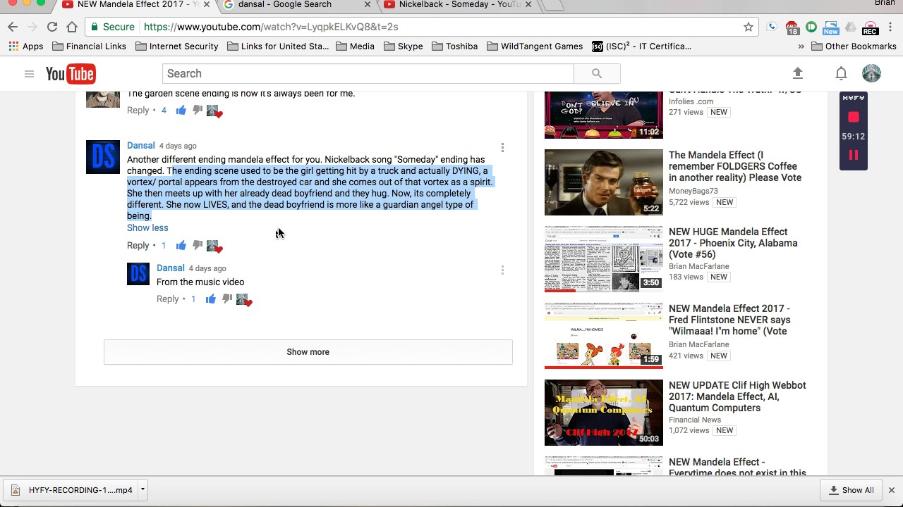 NEW HUGE Mandela Effect - NIckelback "Someday" ending (Vote #94)