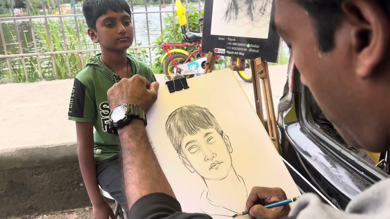 Street artist live portrait drawing 90