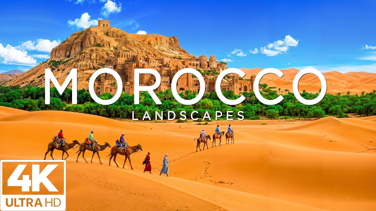 Morocco 4K | Sahara Dunes, Atlas Peaks & Blue Medina Streets under Golden Desert Light