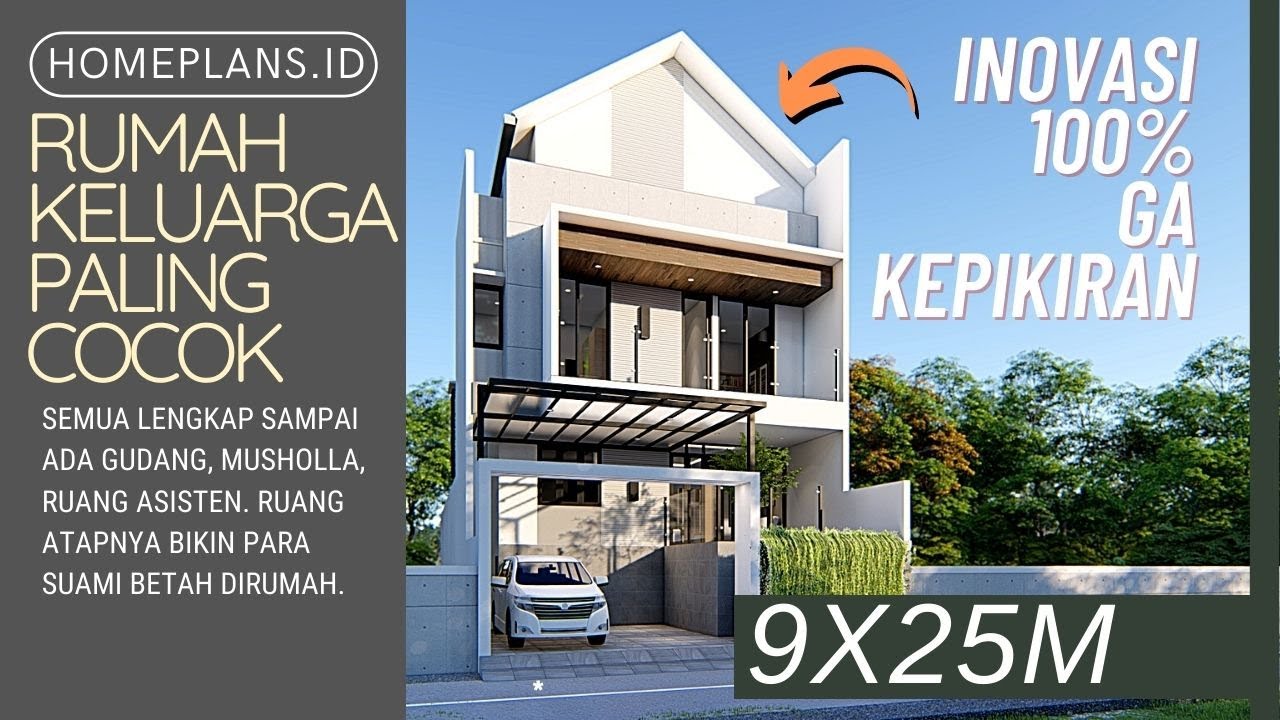 HEBAT LHO KAYAK GINI! Desain Rumah Kayak cuma 2 Lantai Tapi Sebenarnya?! lahan 9x25m [kode 230B]