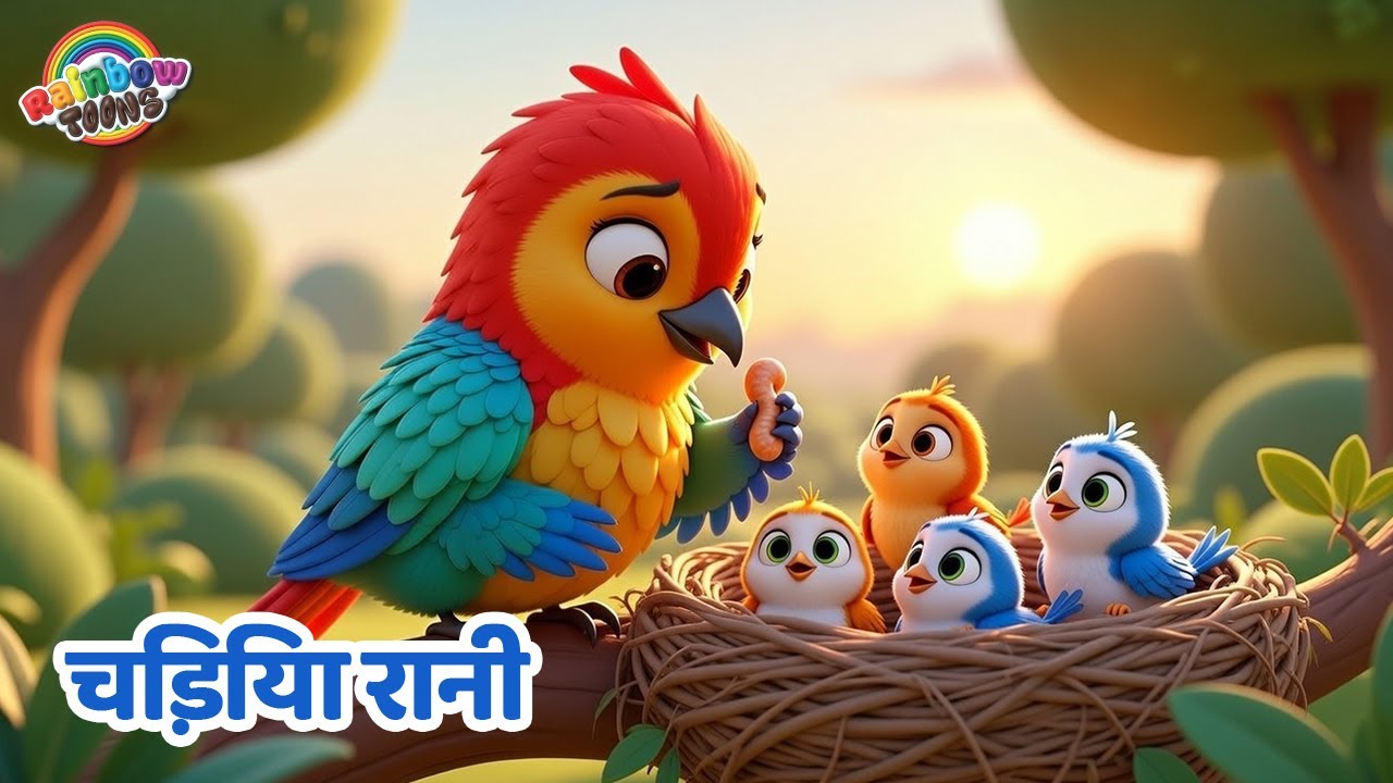 Chidiya Rani ( चिड़िया रानी ) | Hindi Rhymes for Children | Rainbow Toons #chidiyarani #hindirhymes