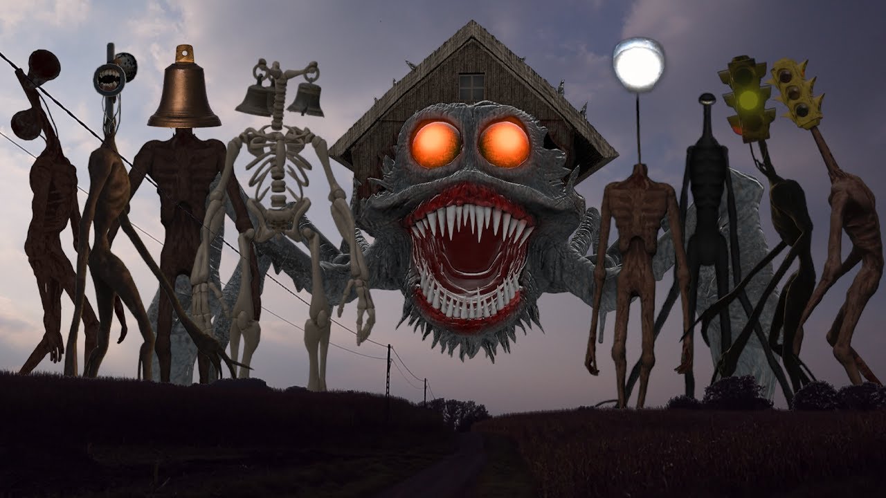 TEAM Siren Head VS TEAM Light Head VS Monster House VS TEAM Traffic Light Head VS TEAM Bell Head