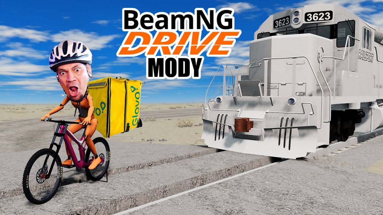 DOSTAWCA PIZZY NA ROWERZE vs POCIĄG?! 🚗 Beam.NG Mody