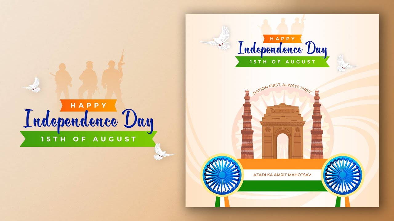 15 August Independence Day Social Media Post Design in Photoshop Tutorial