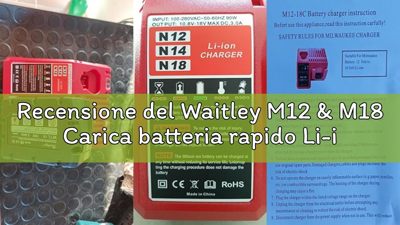 Recensione del Waitley M12 & M18 Carica batteria rapido Li-ion per Milwaukee 12V-18V