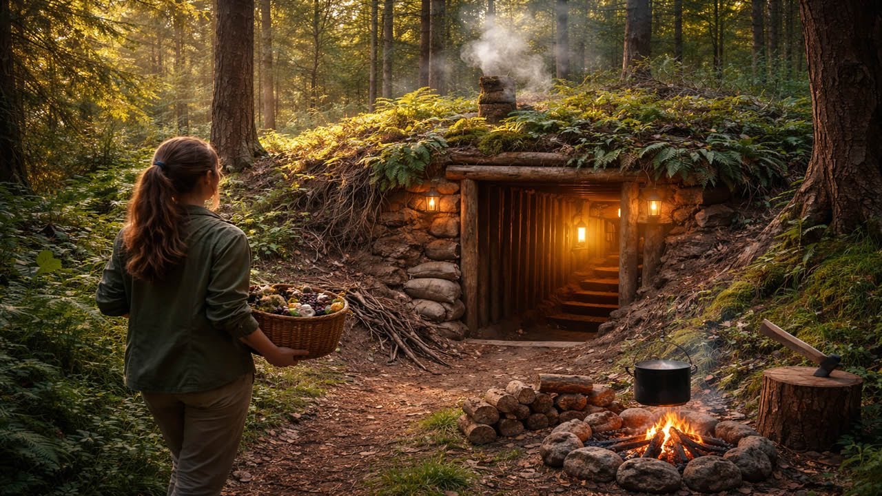 7 Days Underground Shelter Build 🌲🕳️✨ Making Friends with Nature (Peaceful Survival Story)