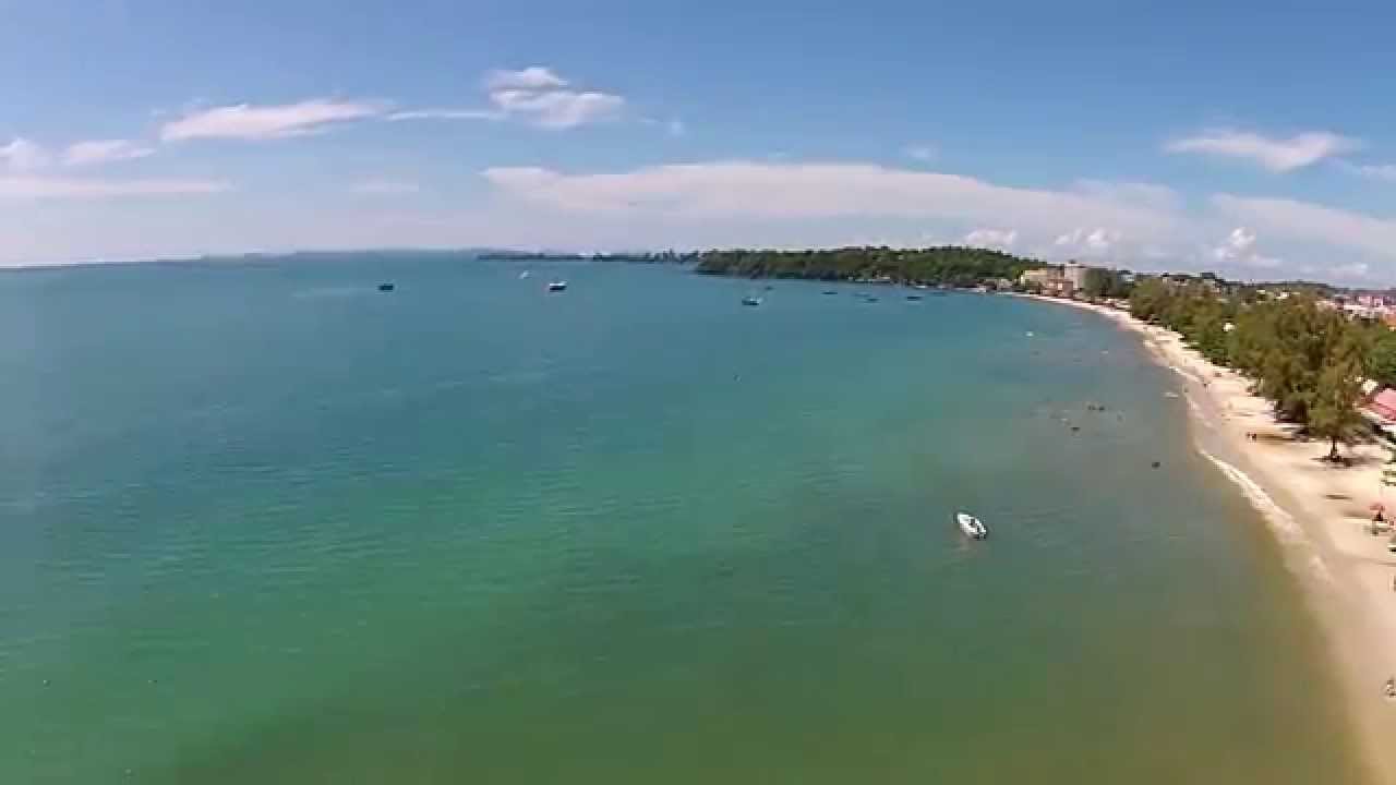 Ochheuteal Beach (Sihanoukville, Cambodia), seen from a Drone (DJI Phantom 2 Vision Plus), HD