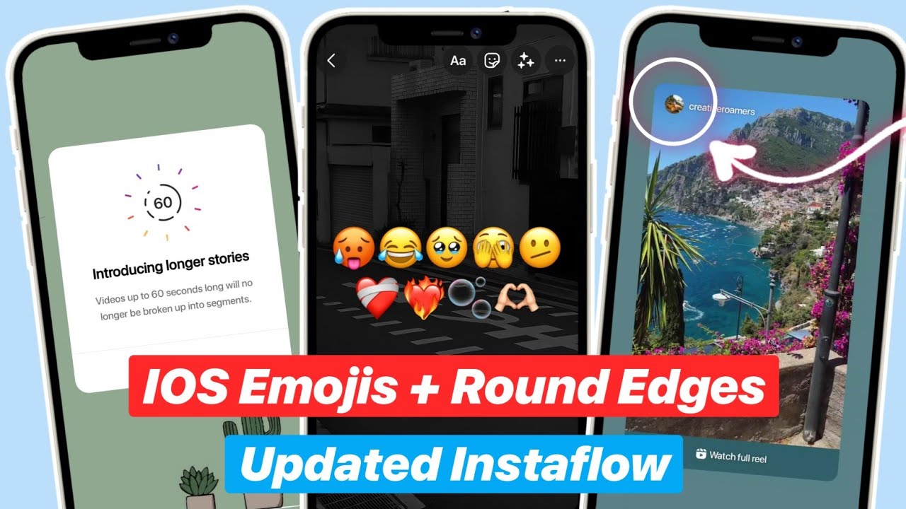 InstaFlow Tutorial | IOS Emojis + Share Reels like Iphone + 60 second story and New Feature