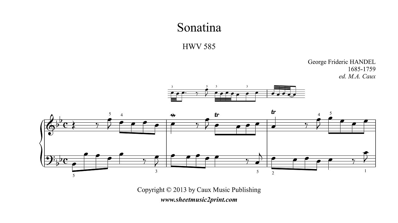 Handel : Sonatina in B flat Major, HWV 585