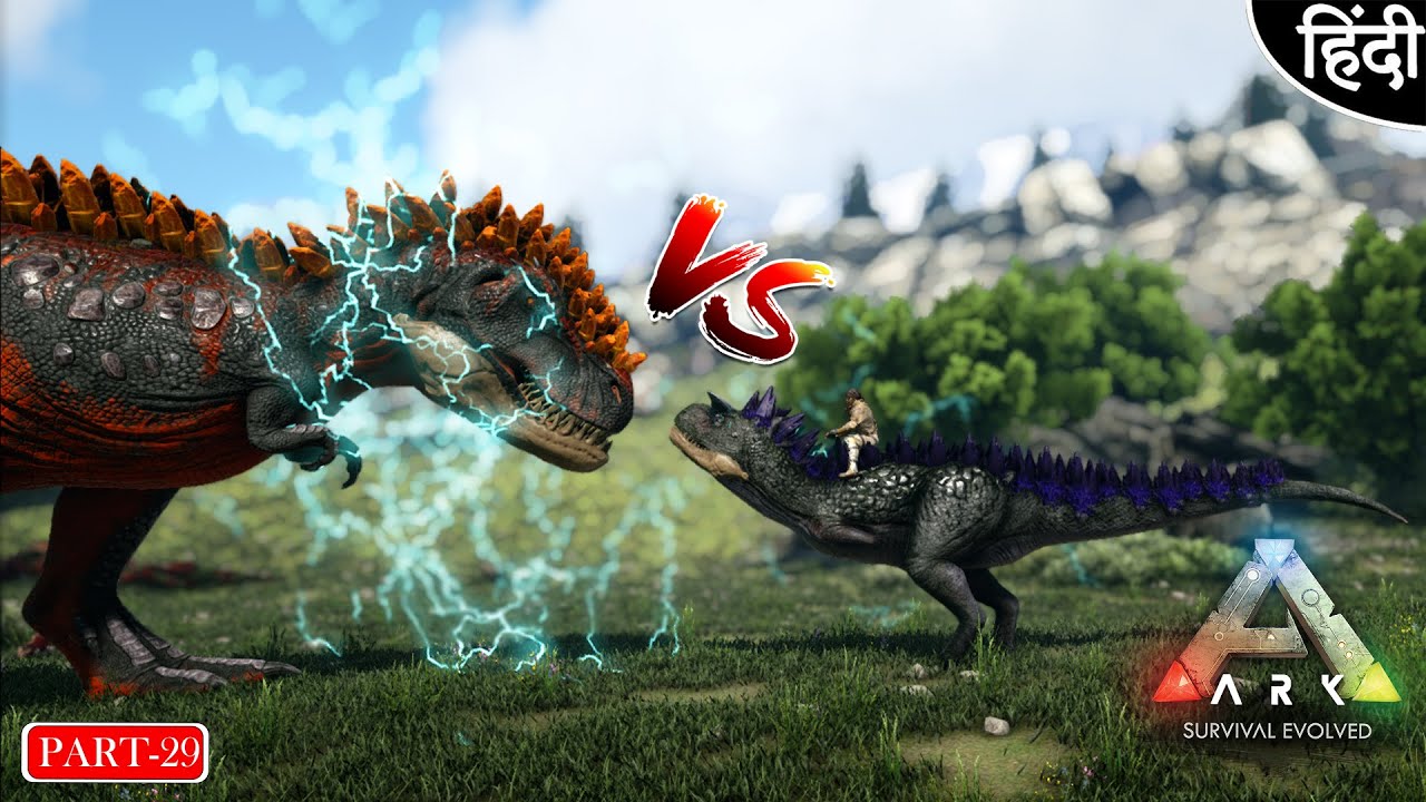 ARK : Mod Pyria: Mythos Evolved #29: Alpha Infernal Tyrannosarurus VS Alpha Fulgur Carnotaurus 😨