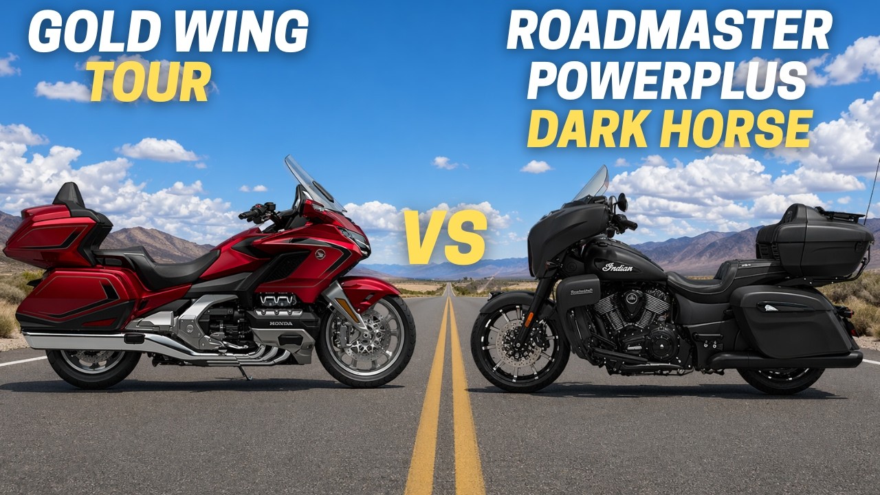 Honda Gold Wing Tour 2026 против Indian Roadmaster Powerplus Dark Horse 2026