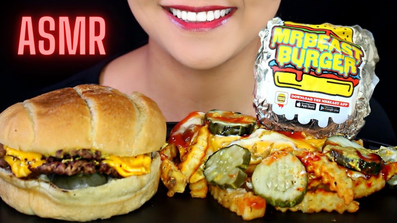 Asmr MRBEAST BURGER and BEAST STYLE FRIES Eating Sound MUKBANG