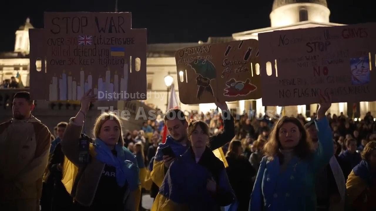 Thousands gather in London in support of Ukraine on fourth war anniversary