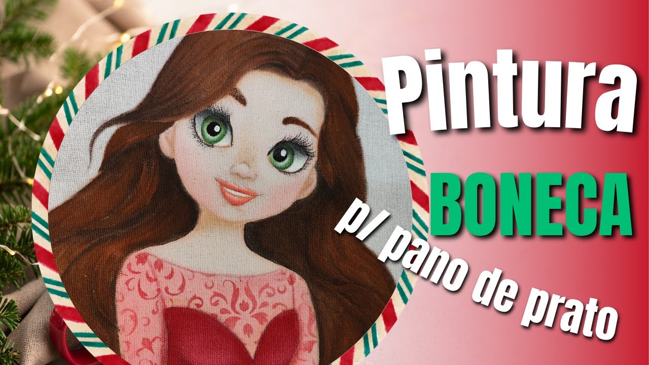 Pintura de Boneca para Pano de Prato