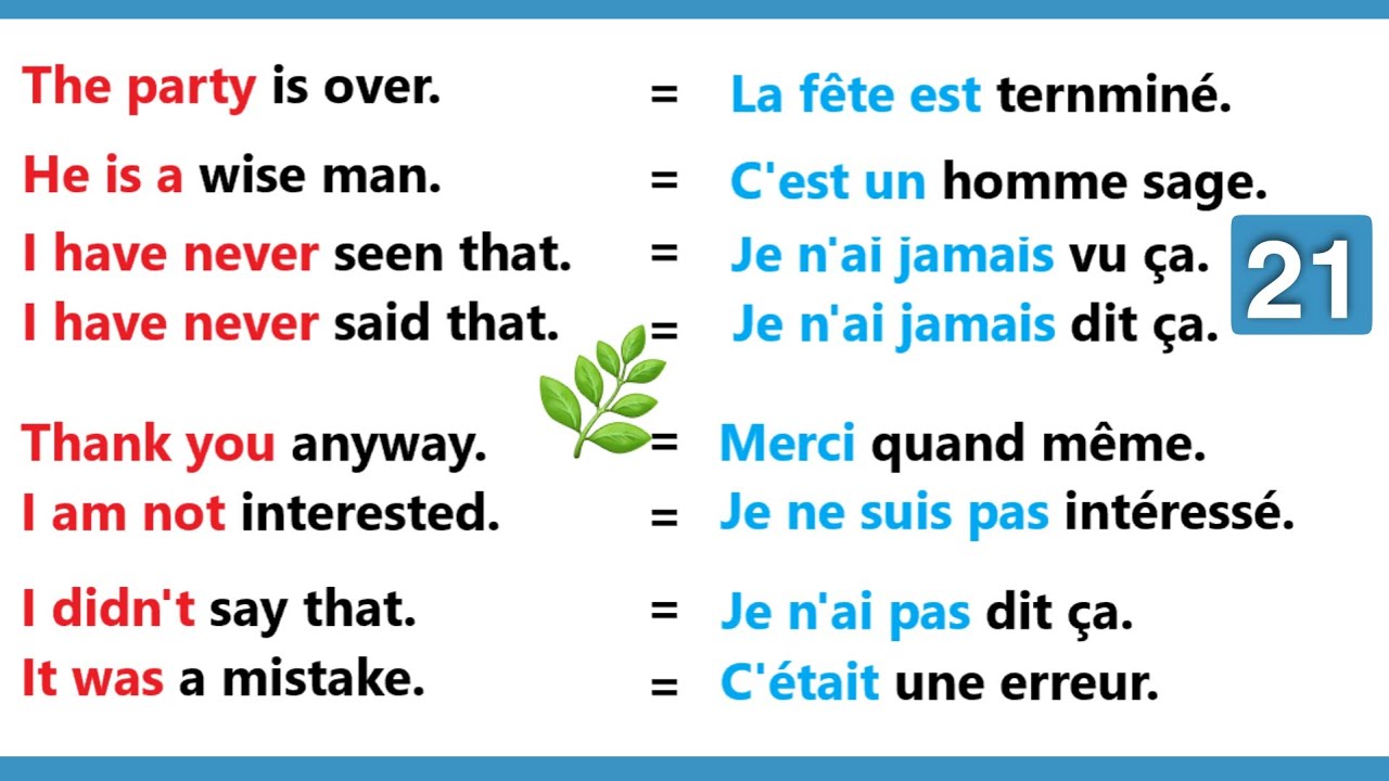Phrases simples pour apprendre l'anglais facilement | partie 21 |✪✪✪easy sentences to learn french 🌿