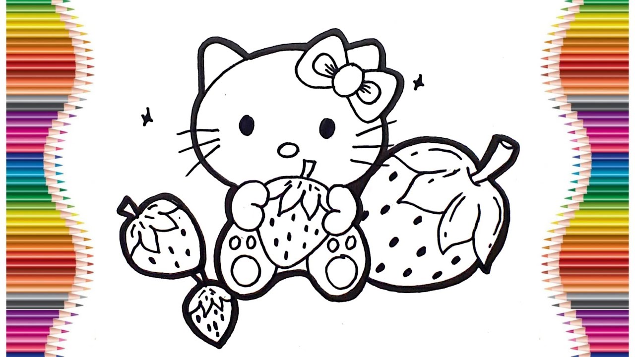 Cara Menggambar Hello Kitty dengan Stroberi 🍓🎀 | Menggambar Lucu dan Mudah