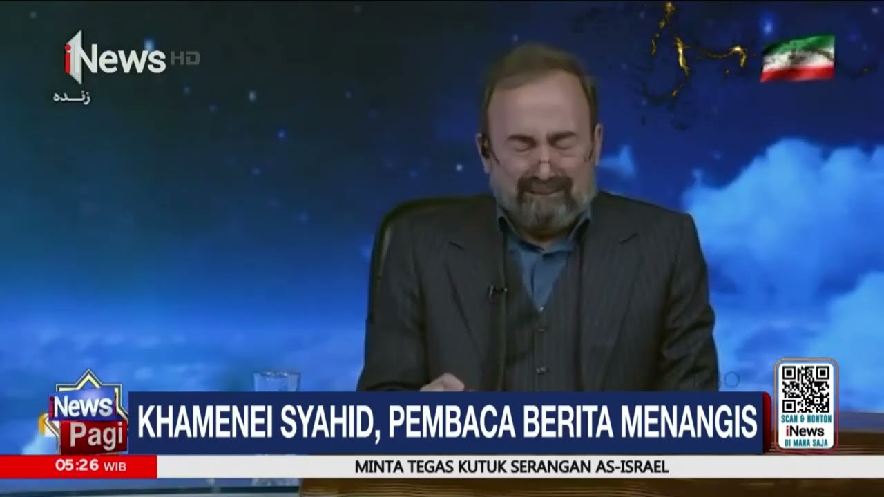 Bikin Haru, Presenter Televisi Berita Iran Menangis Saat Umumkan Kematian Ali Khameini