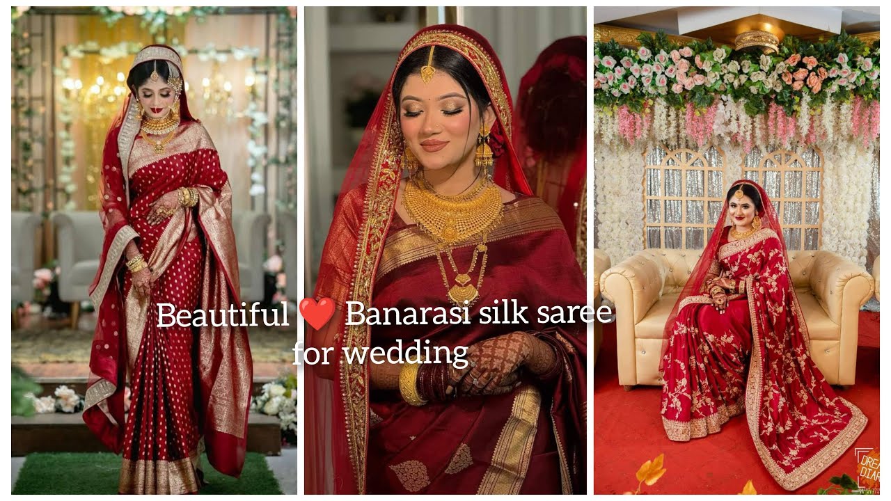 latest wedding ceremony bridal saree look#red saree for bridal#bridal sarees design#new saree