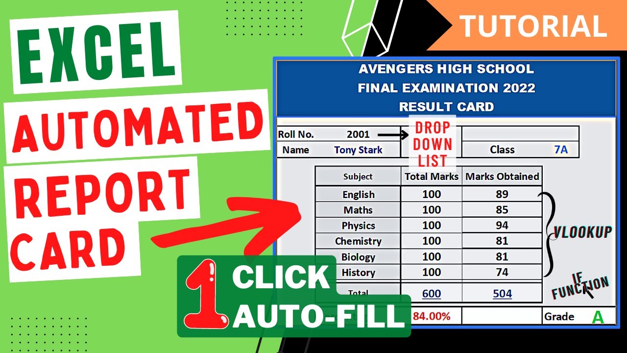 How To Create an Automated Report Card | Excel Tutorials | VLookup | IF Function