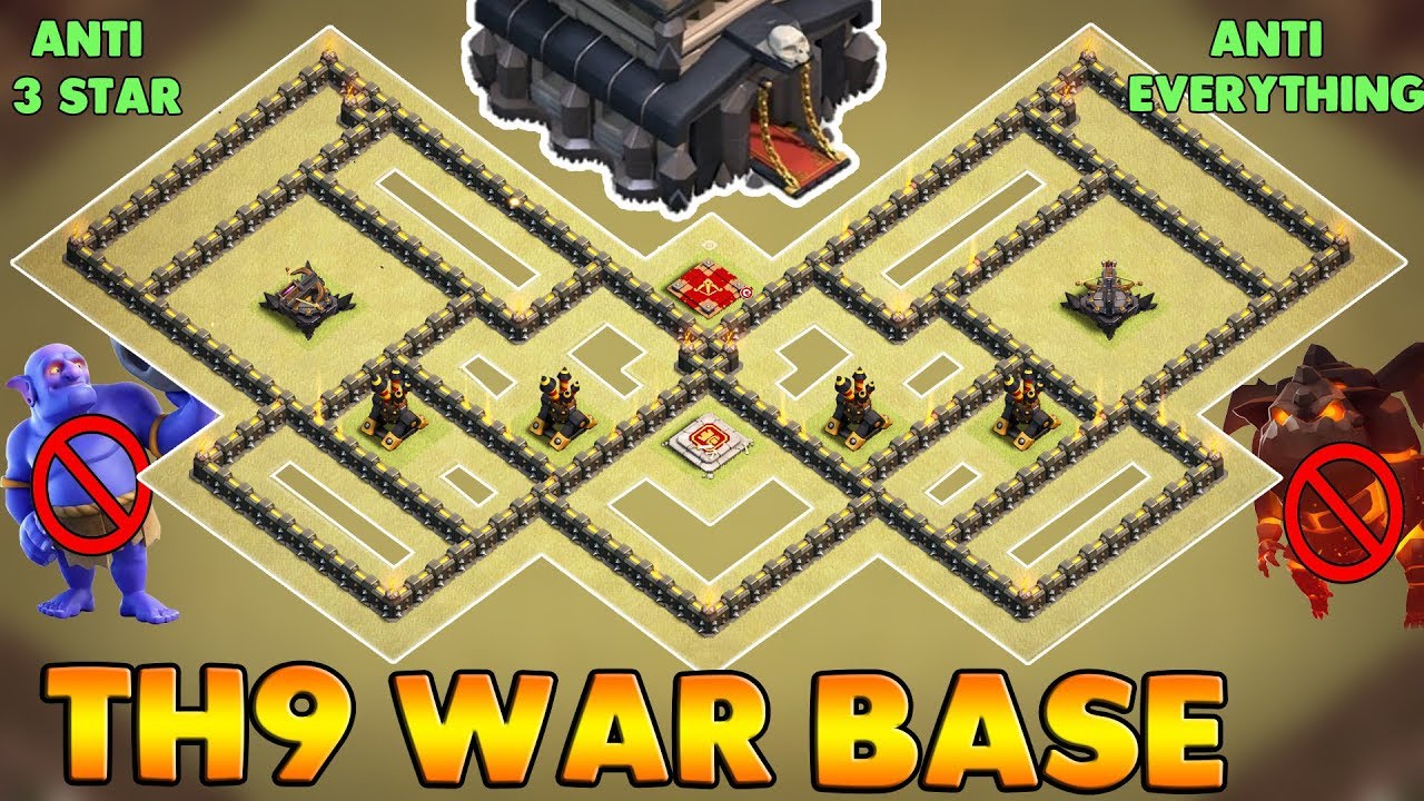 Town Hall 9 (TH9) War Base 2017 | Anti 3 Star / Anti Everything | With 3 Replays | Clash Of Clans