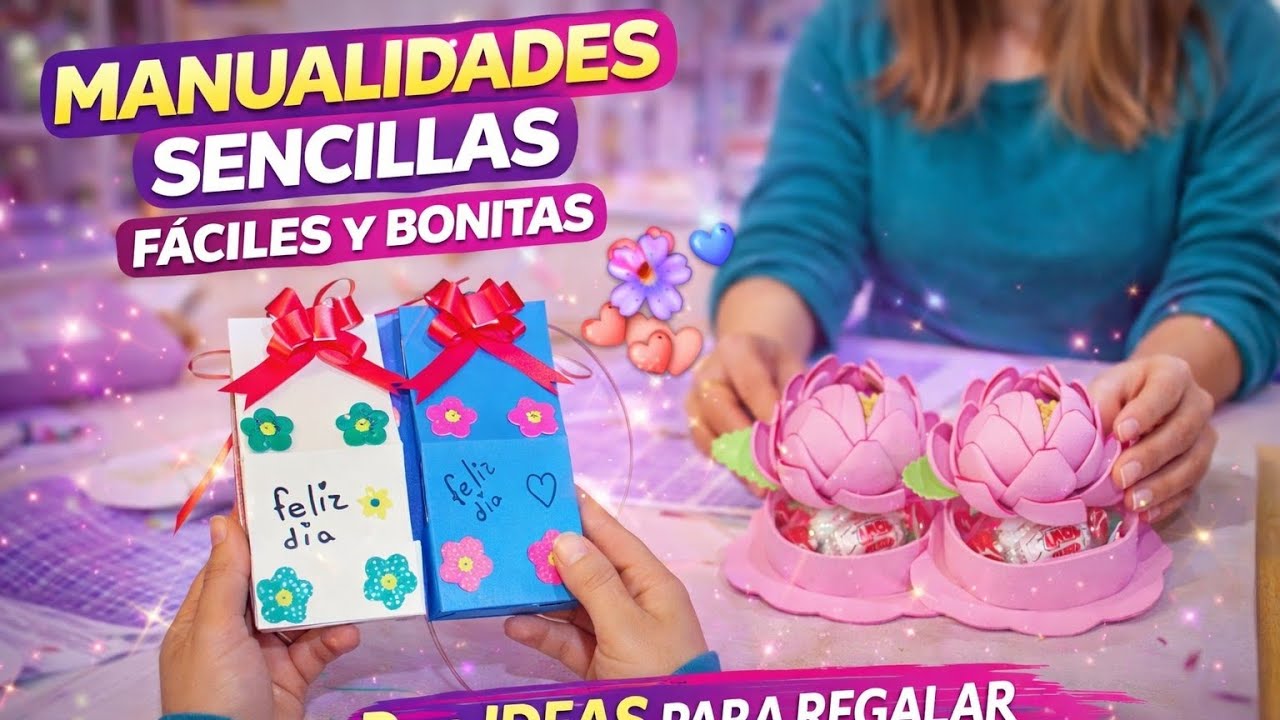 2 Manualidades Fáciles para el Día de la Mujer 🌸 | Cajita de Cartón con Dulces y Dulcero con Rosa